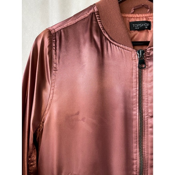 Topshop Rose/Rust Sheen Bomber - Picture 5 of 8